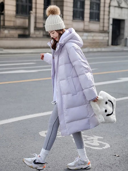 卡莎布兰卡女装2021秋冬季紫色棉服