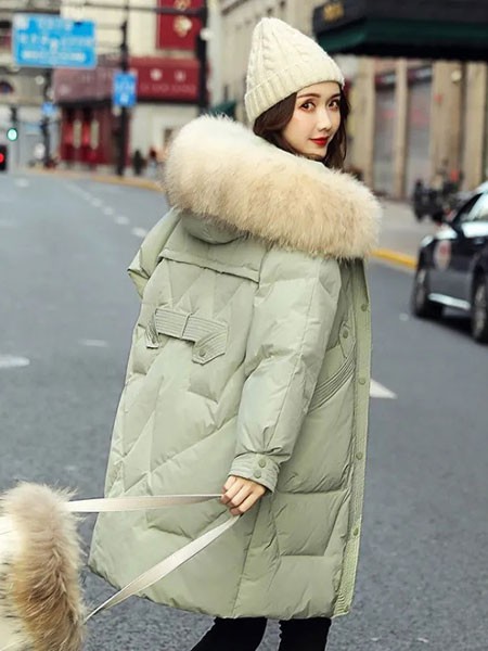 卡莎布兰卡女装2021秋冬季绿色棉服