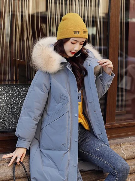 卡莎布兰卡女装2021秋冬季蓝色派克服