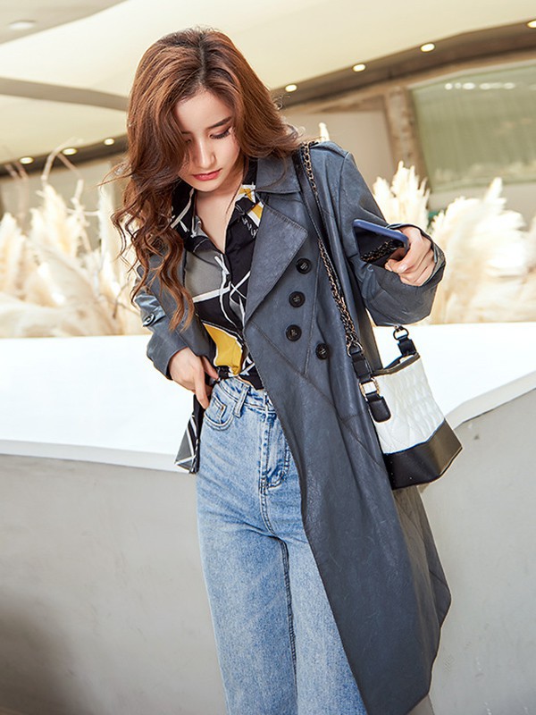 依奴珈女装2022春夏季蓝色长裤