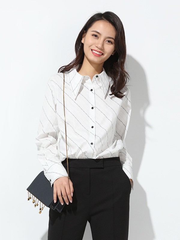 玳莎女装2021春夏季白色衬衫