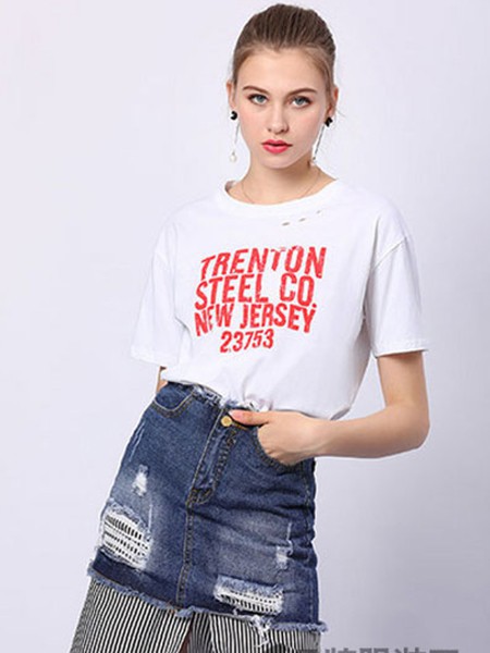 尚可斯女装2022春夏季白色T恤