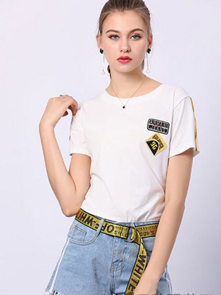 尚可斯女装2022春夏季白色T恤