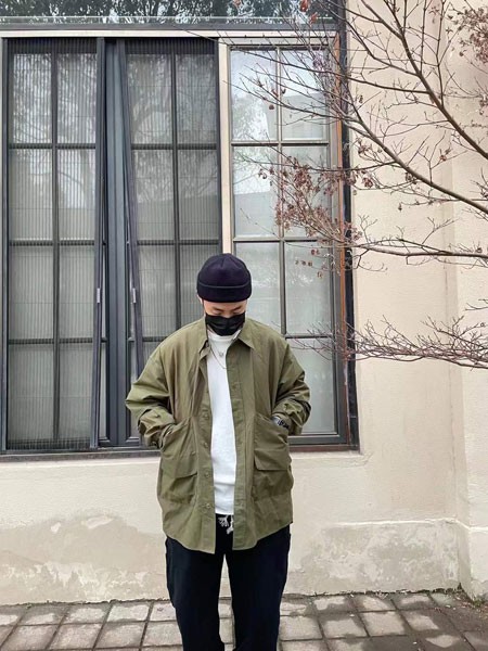 穆者男装2022春夏季军绿色外套