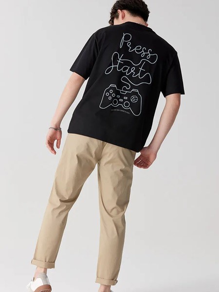 ZUO男装2022春夏季黑色T恤