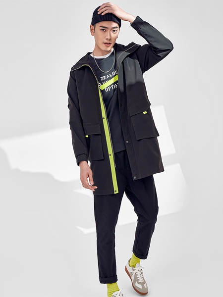 ZUO男装2022春夏季黑色长裤