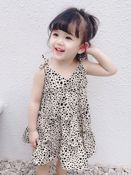 巴拉兔童装2022春夏季白色吊带裙