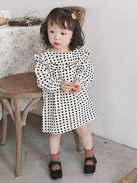 巴拉兔童装2022春夏季白色连衣裙