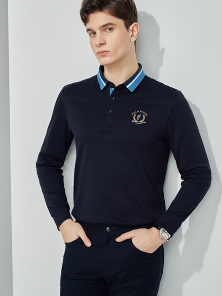 保罗优品男装2022春夏季黑色polo衫