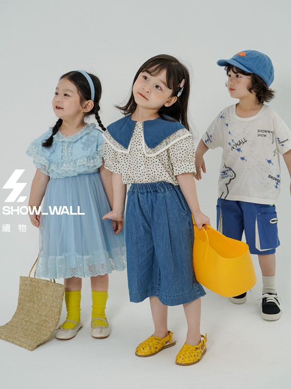 续物童装2022春夏季蓝色连衣裙