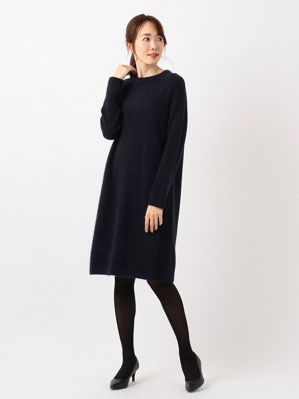 23区女装2021秋冬季黑色连衣裙