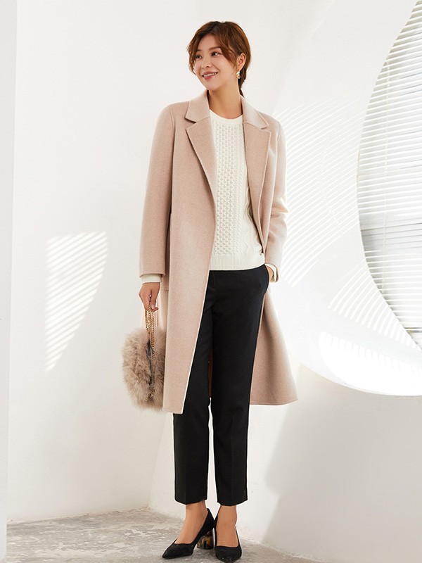 23区女装2021秋冬季卡其色大衣