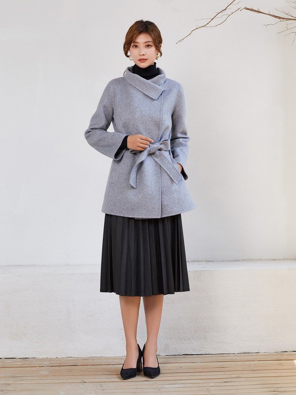 23区女装2021秋冬季黑色百褶裙