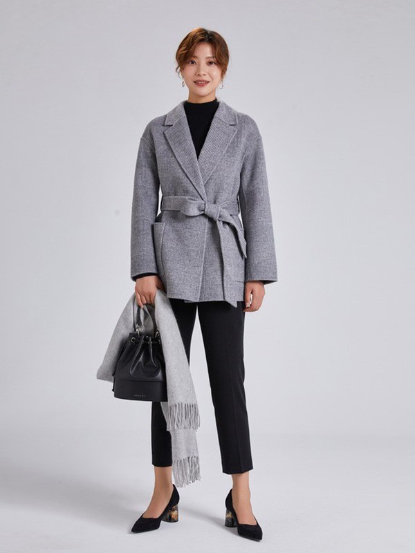 23区女装2021秋冬季灰色大衣