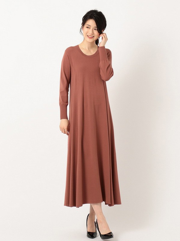 23区女装2021秋冬季橙色连衣裙