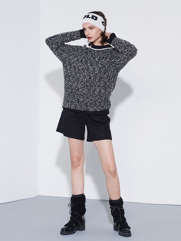 QDA女装2022秋冬季黑色外套