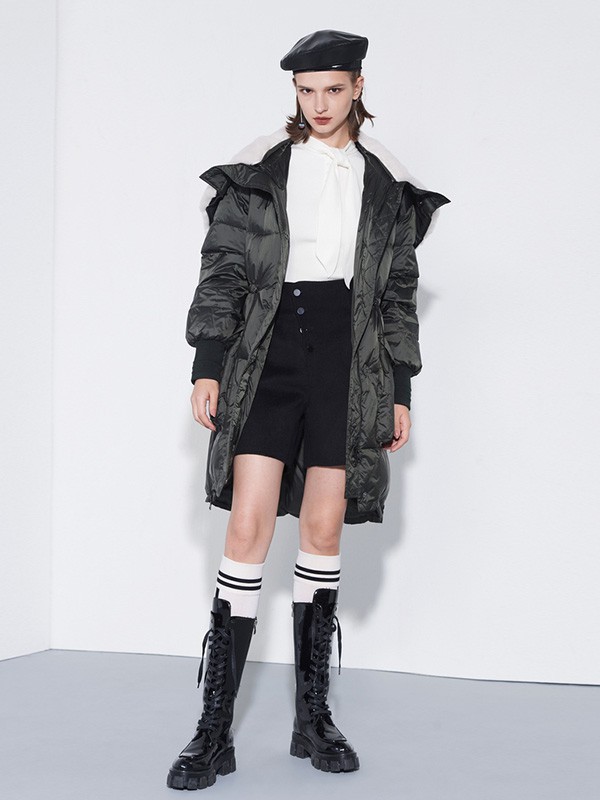 QDA女装2021秋冬季白色衬衫