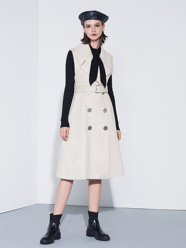 QDA女装2021春夏季白色连衣裙