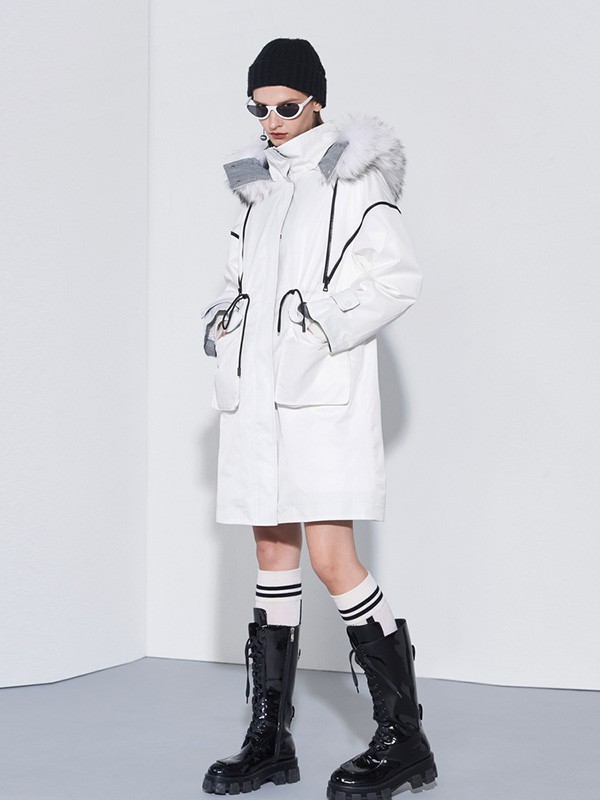 QDA女装2021秋冬季白色棉服