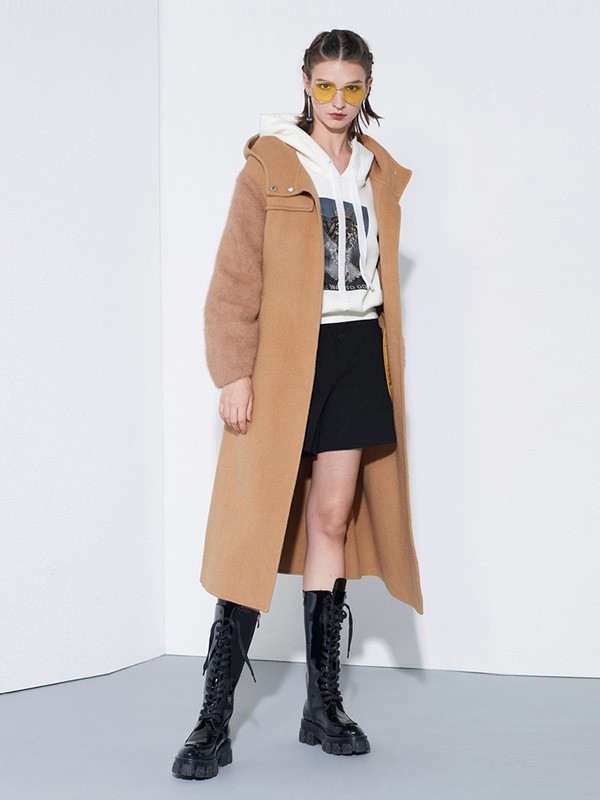 QDA女装2021秋冬季白色卫衣