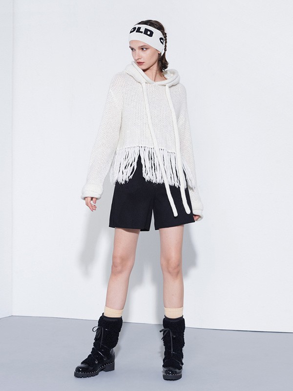 QDA女装2021秋冬季白色蕾丝衫