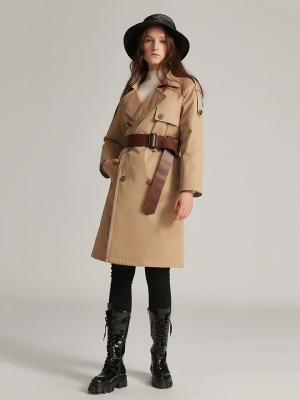 JORYAWEEKEND女装2021秋冬季卡其色风衣