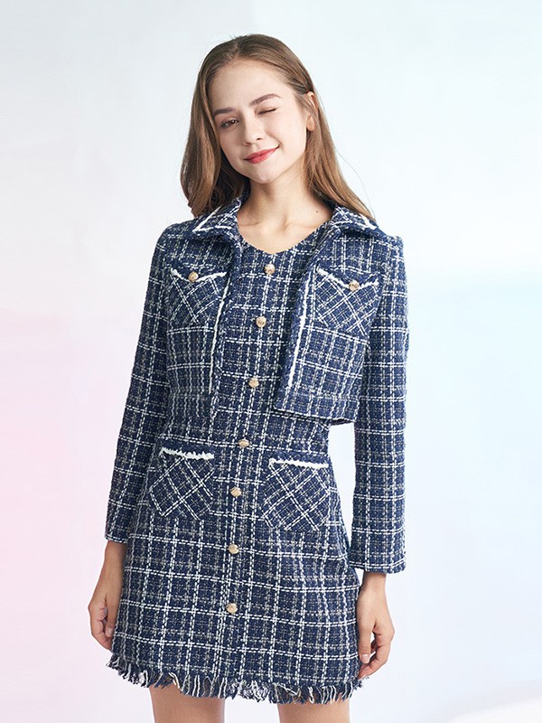 汤米诺女装2022春夏季蓝色连衣裙