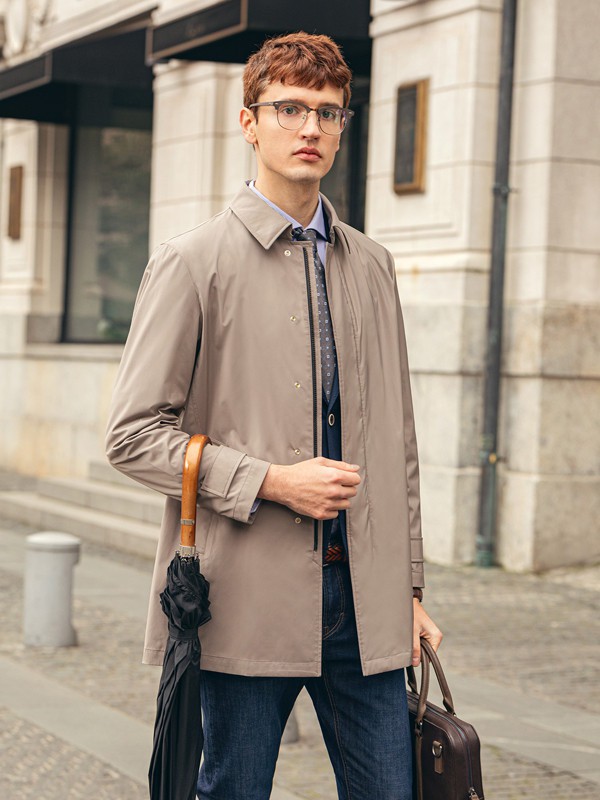 蓝豹男装2022春夏季卡其色衬衫