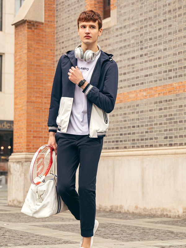 蓝豹男装2022春夏季黑色长裤