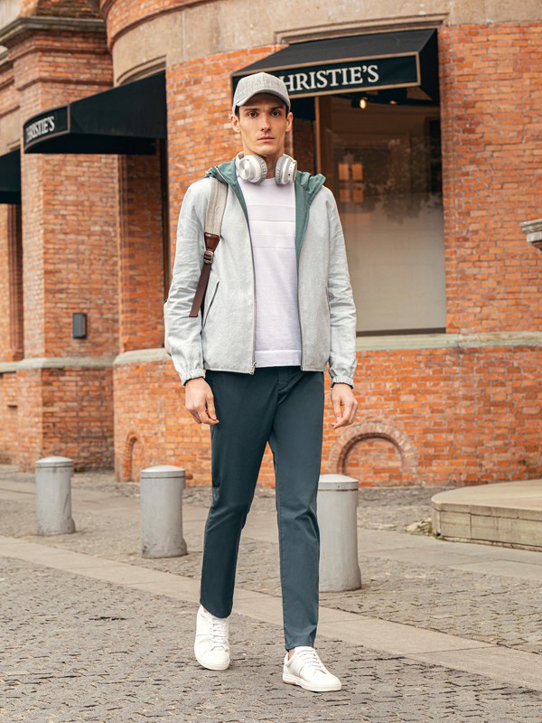 蓝豹男装2022春夏季墨绿色长裤