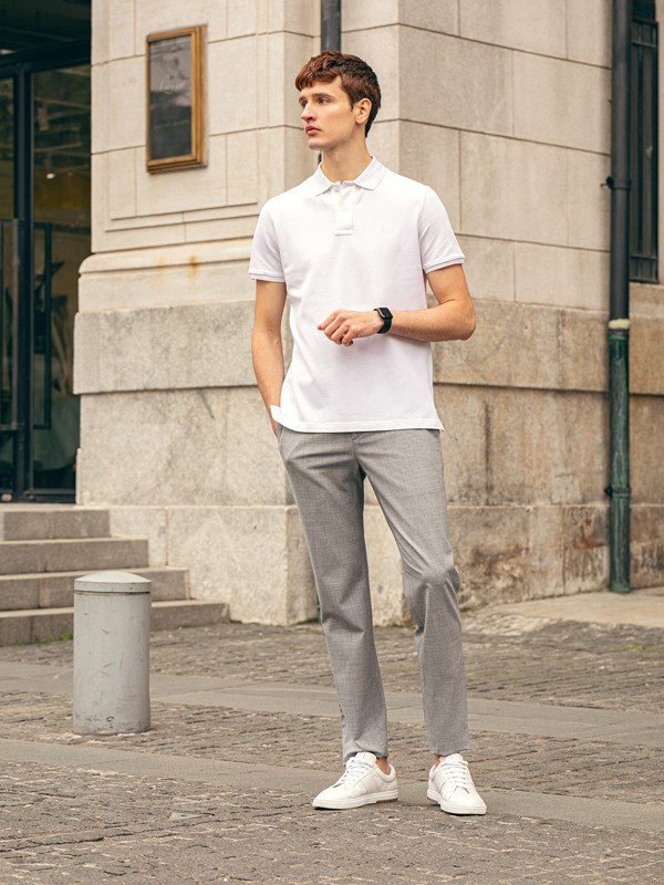 蓝豹男装2022春夏季白色T恤