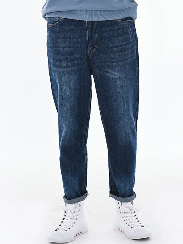 ERQ牛仔2022春夏季藏蓝色阔腿裤