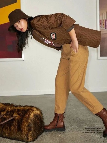 米祖女装2021秋冬季卡其色长裤