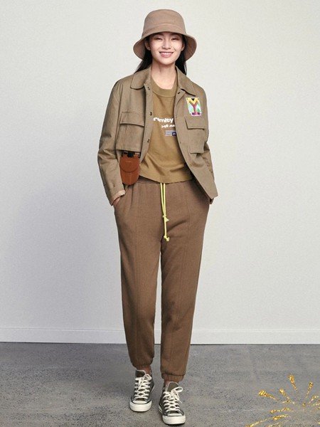 米祖女装2021秋冬季咖啡色长裤