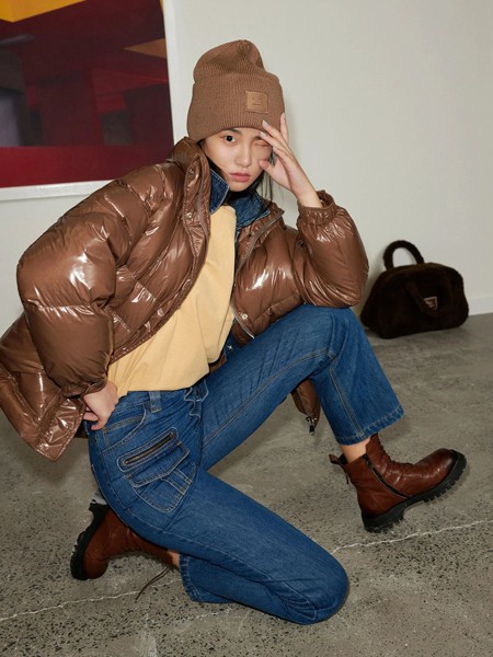 米祖女装2021秋冬季咖啡色棉服