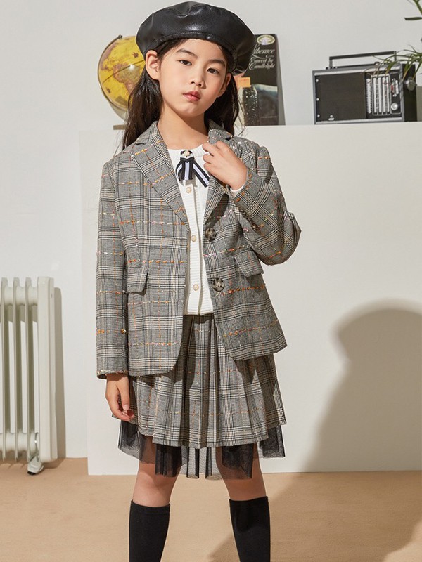 米喜迪童装2021秋冬季灰色西装