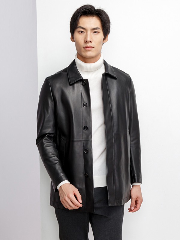 CANUDILO男装2021秋冬季黑色皮衣