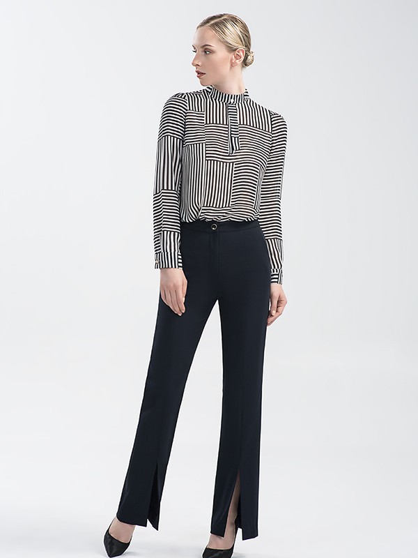 爱伊美女装2021秋冬季黑色长裤