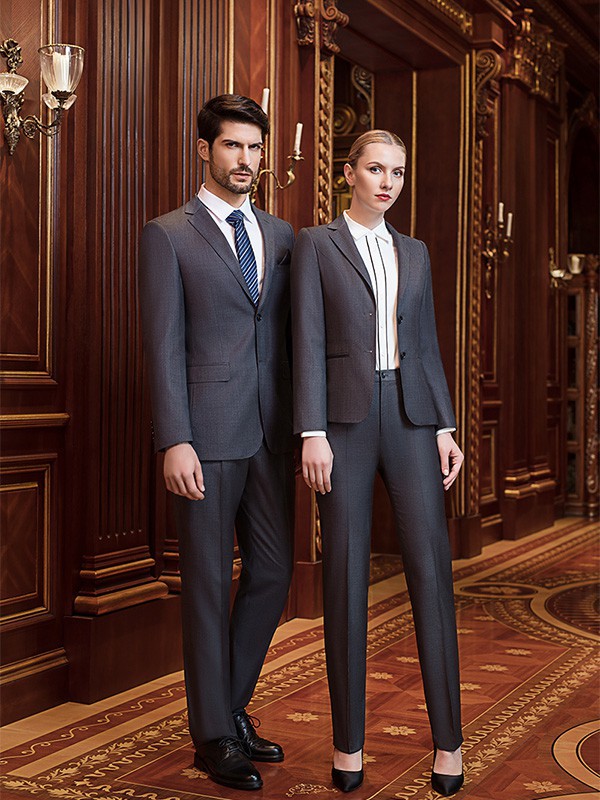 爱伊美女装2021秋冬季灰色西装裤