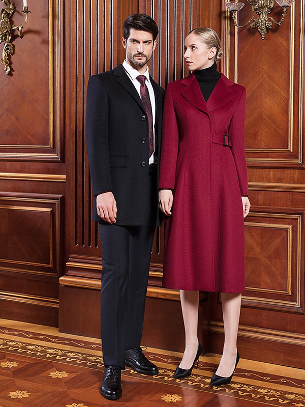 爱伊美女装2021秋冬季红色大衣