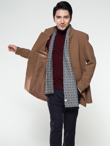 韩宇来男装2021秋冬季咖啡色大衣