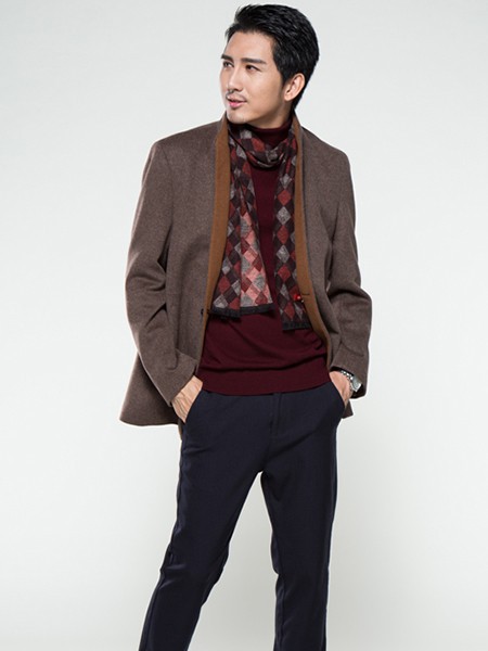 韩宇来男装2021秋冬季咖啡色外套