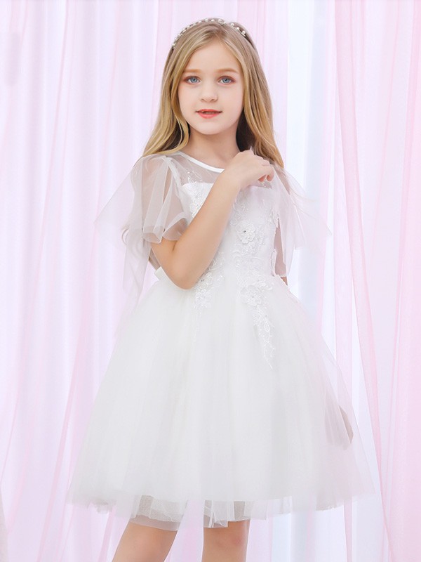 妞宝童装2022春夏季白色连衣裙