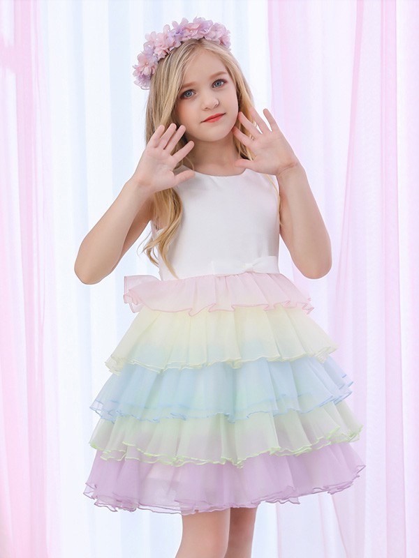 妞宝童装2022春夏季拼色连衣裙