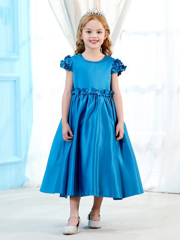 妞宝童装2022春夏季蓝色连衣裙