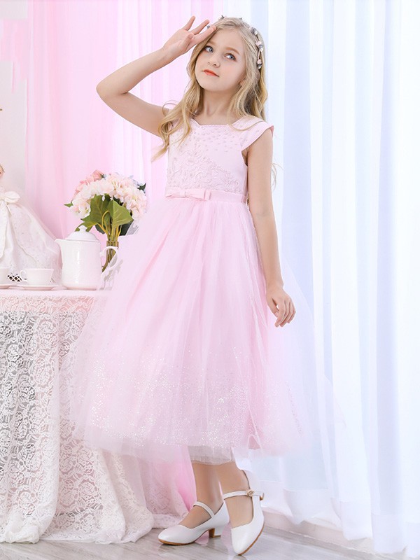 妞宝童装2022春夏季粉色连衣裙