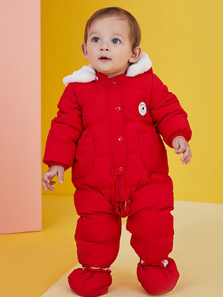 好孩子童装2021秋冬季红色连体衣