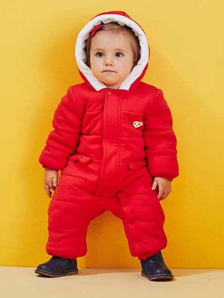 好孩子童装2021秋冬季红色连体衣
