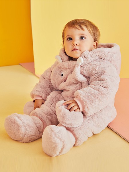 好孩子童装2021秋冬季粉色连体衣