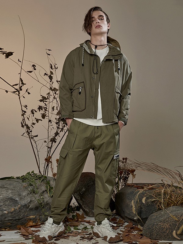 J.P.E男装2022春夏季军绿色工装裤